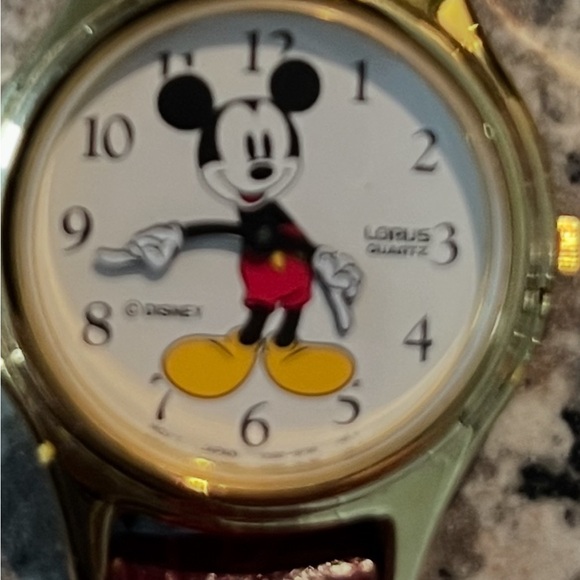Disney X Lorus Mickey Mouse Gold-Tone Analog Watch vintage 80s 90s - Picture 3 of 6